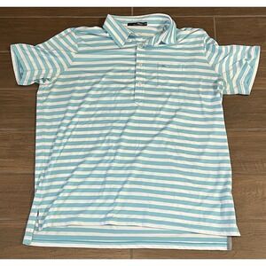 RLX Ralph Lauren Men's Polo Blue White Striped S/S  Shirt Size XXL